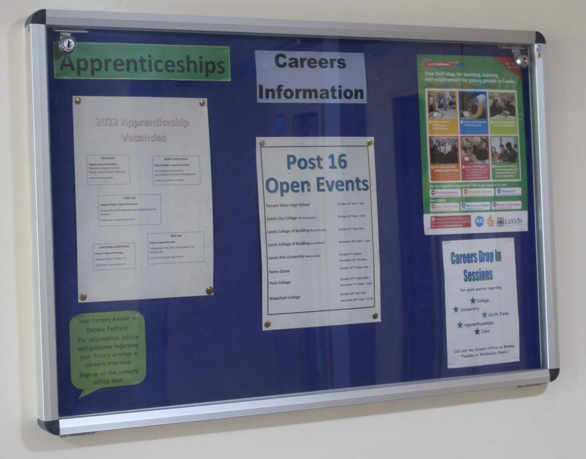 Careers board in school